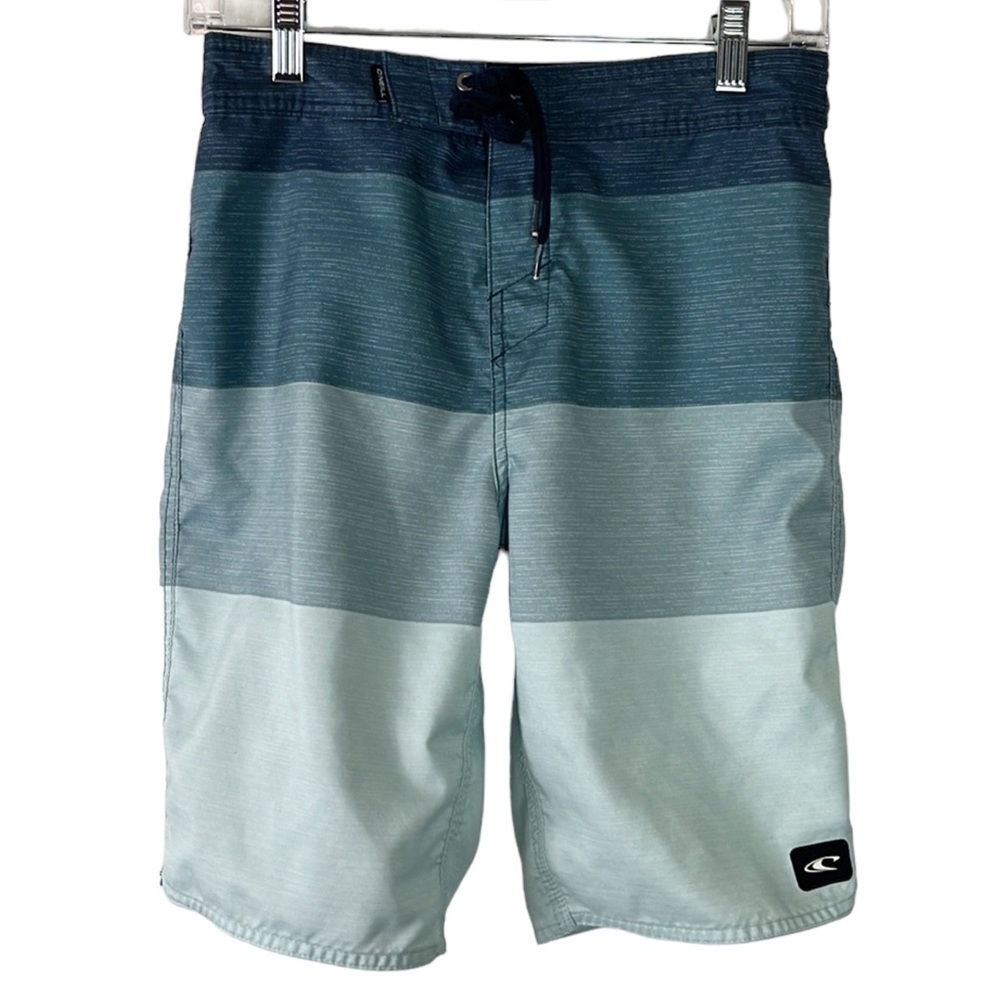 O'Neill Hybrid Shorts Men's 28 Blue Ombre Lace Up Front Back Pocket Inseam 9.25"